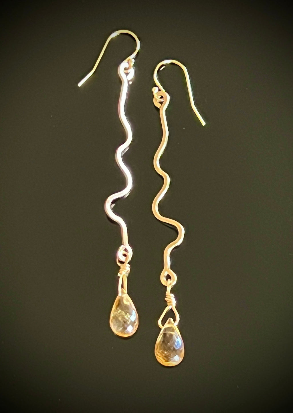 Citrine Freeform Earrings in 14K GF By Studio MS Indie Jewelry
