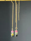 Multi Tourmaline Threader Earrings