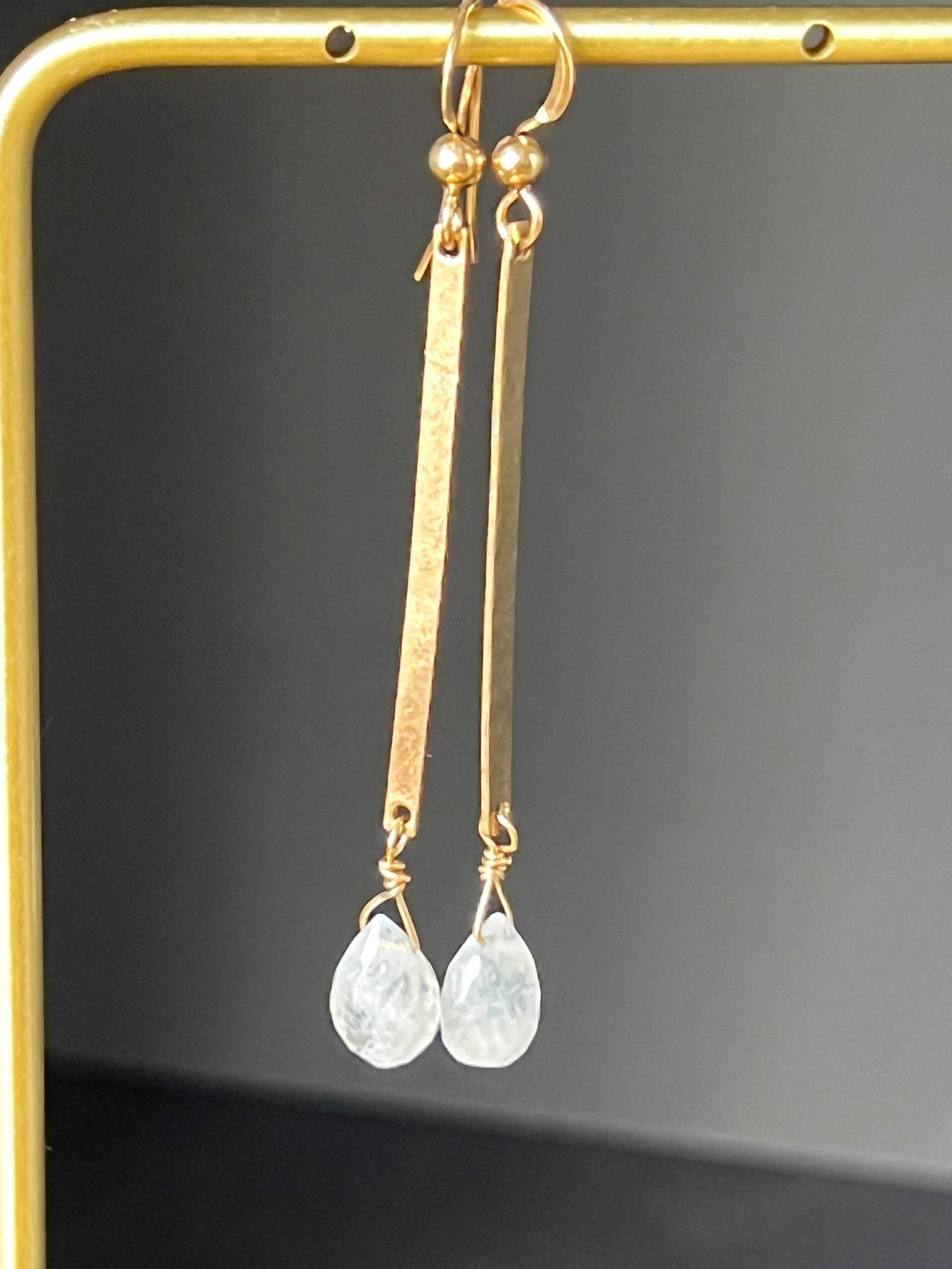 Moonstone Bar Dangle Earrings