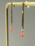 Delicate Orange Sapphire Bar Stud Earrings