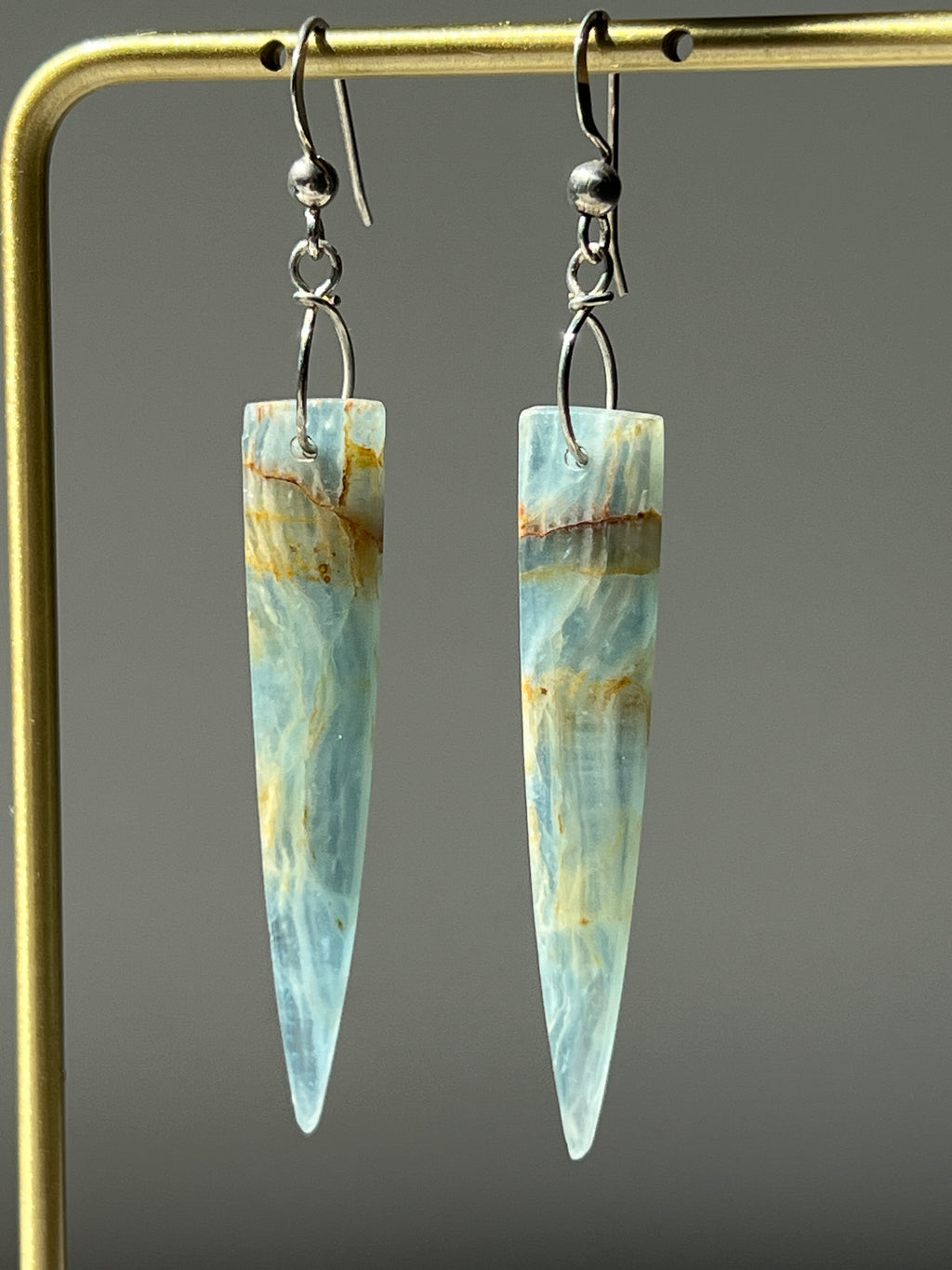 Lemurian Calcite Dagger Earrings