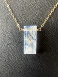 Delicate Rainbow Moonstone Bar Necklace in 14K Gold Fill