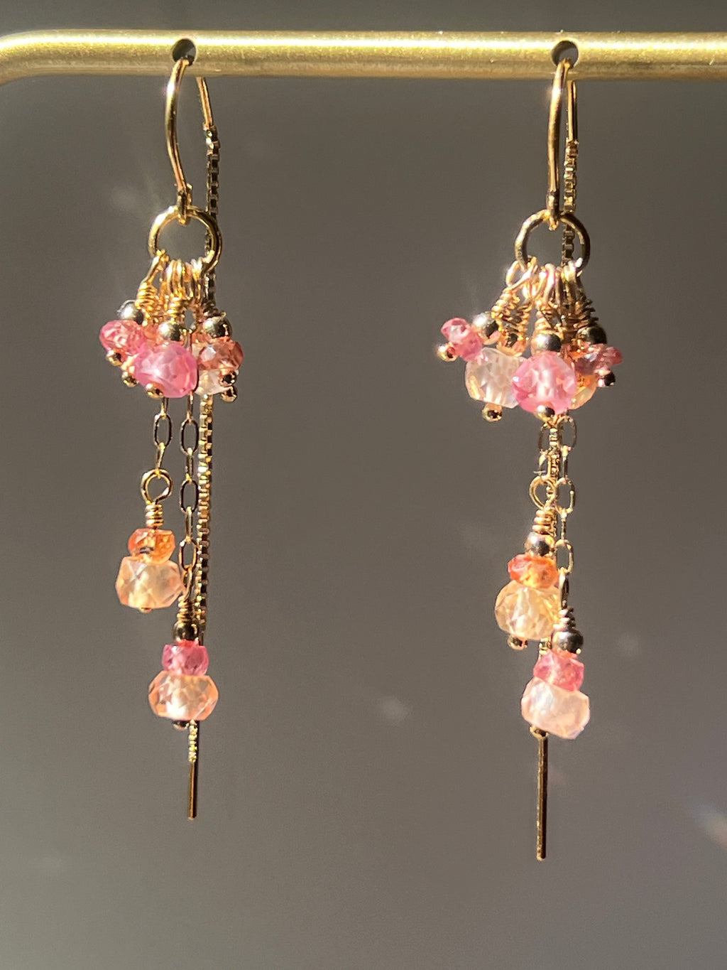 Multi Sapphire Drip Threader Earrings