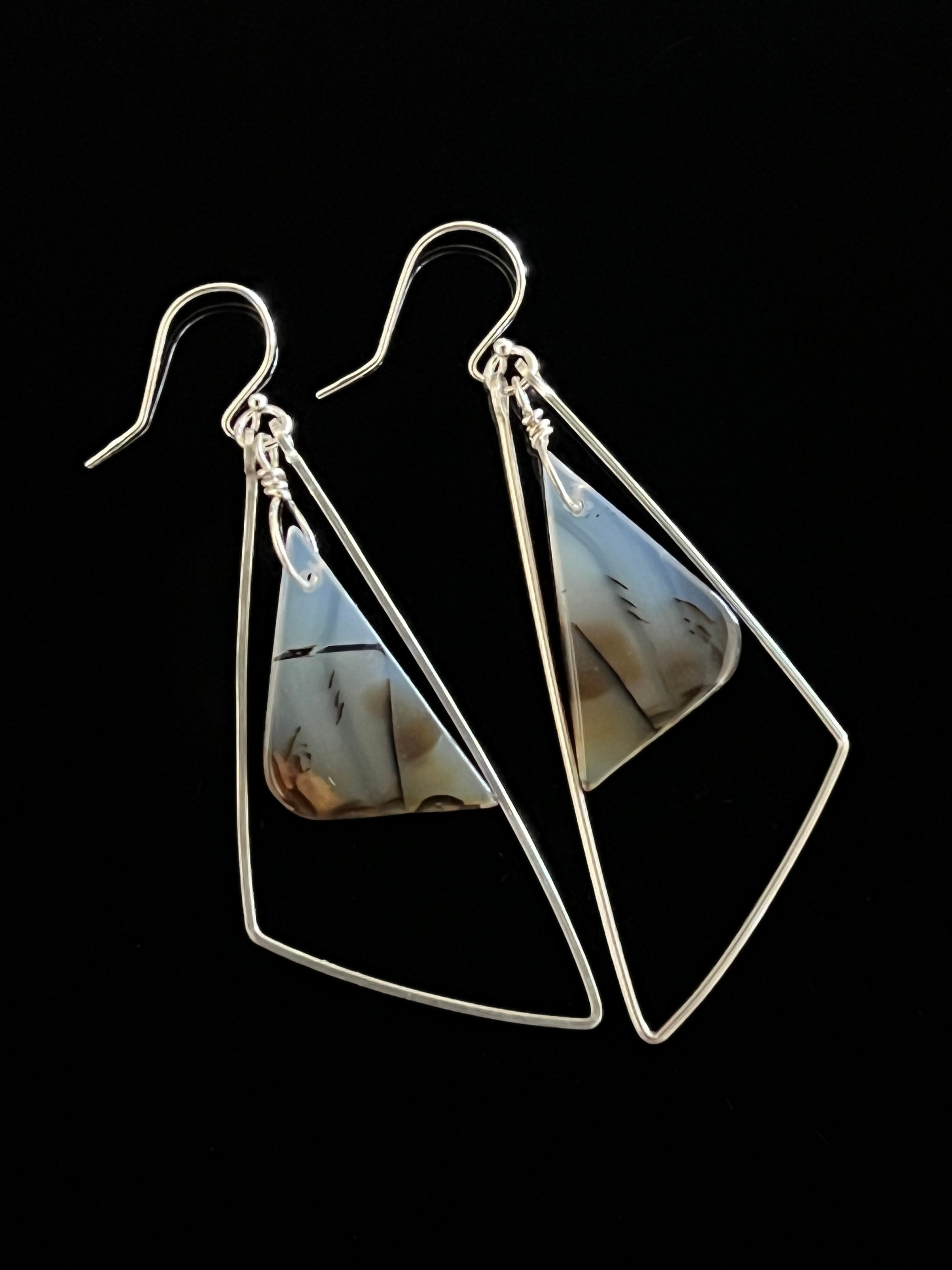 Montana Agate Earrings in Sterling Silver by Studio MS Indie Jewlery