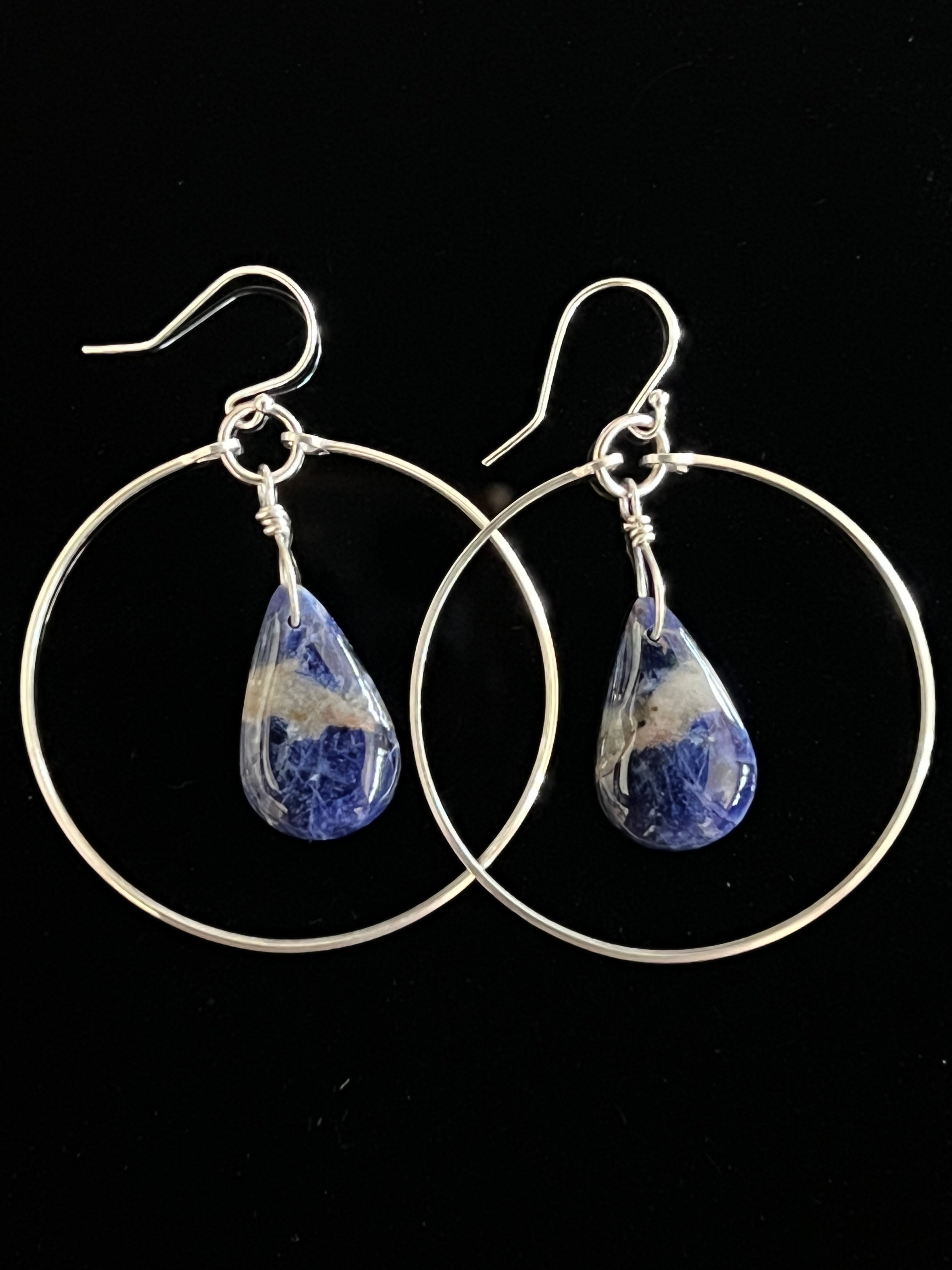 Orange Sodalite Earrings in Sterling Silver by Studio MS Indie Jewelry