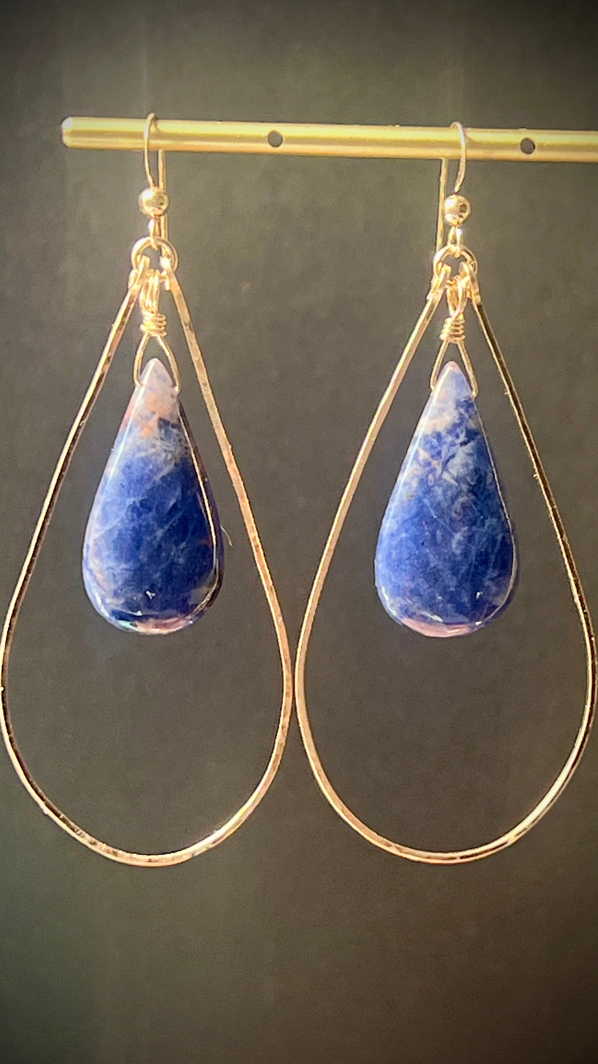 Orange Sodalite Drop Earrings in 14K Gold Fill by Studio MS Indie Jewelry
