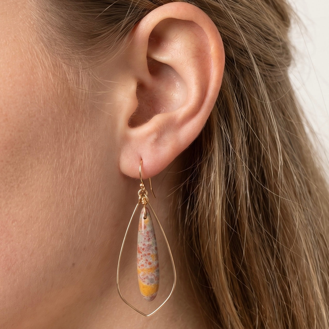 Leopard Skin Orbicular Jasper Earrings in 14K Gold Fill by Studio MS Indie Jewelry