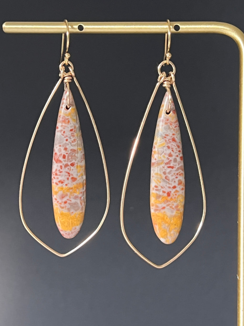 Leopard Skin Orbicular Jasper Earrings in 14K Gold Fill by Studio MS Indie Jewelry