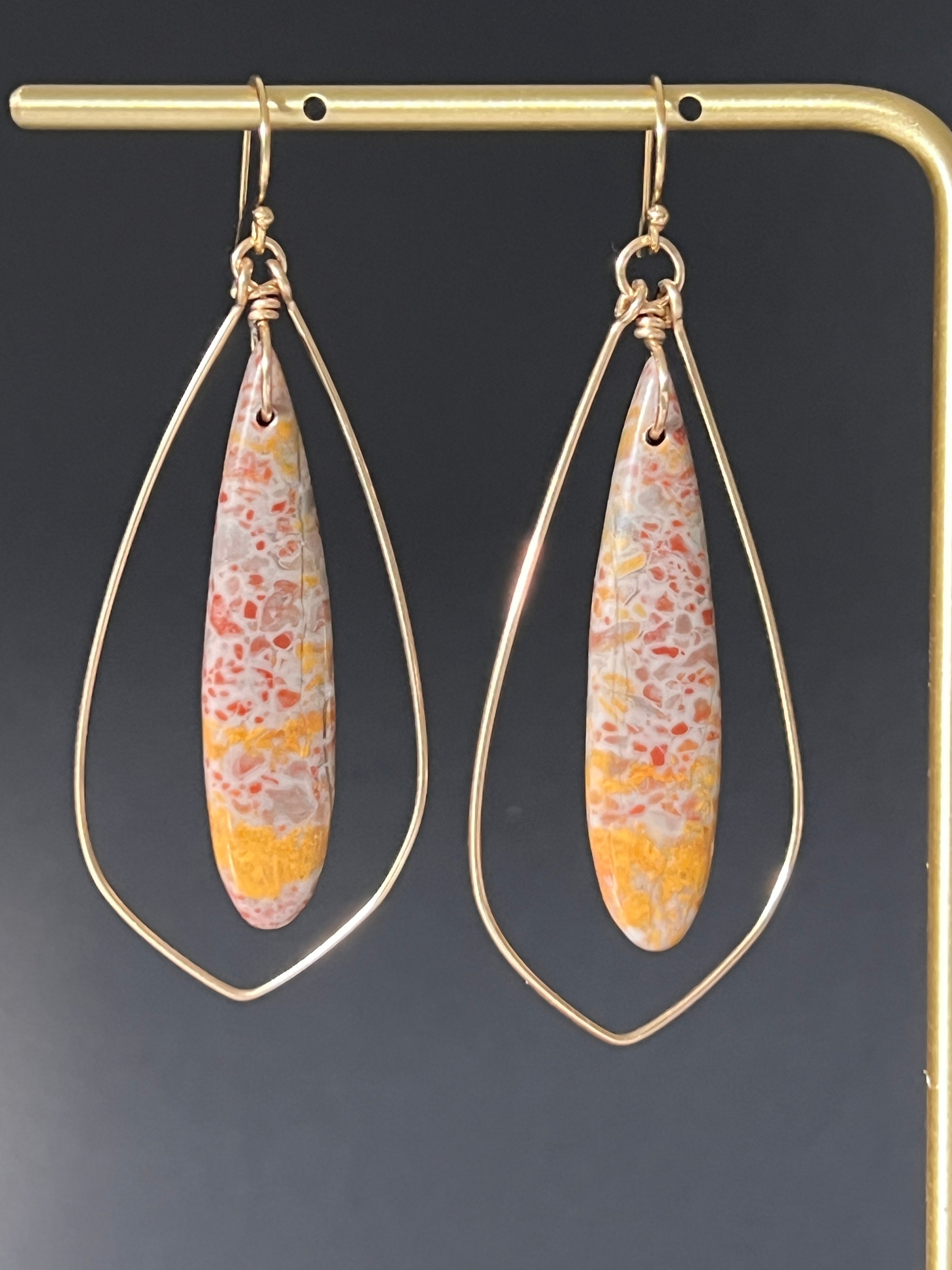Leopard Skin Orbicular Jasper Earrings in 14K Gold Fill by Studio MS Indie Jewelry