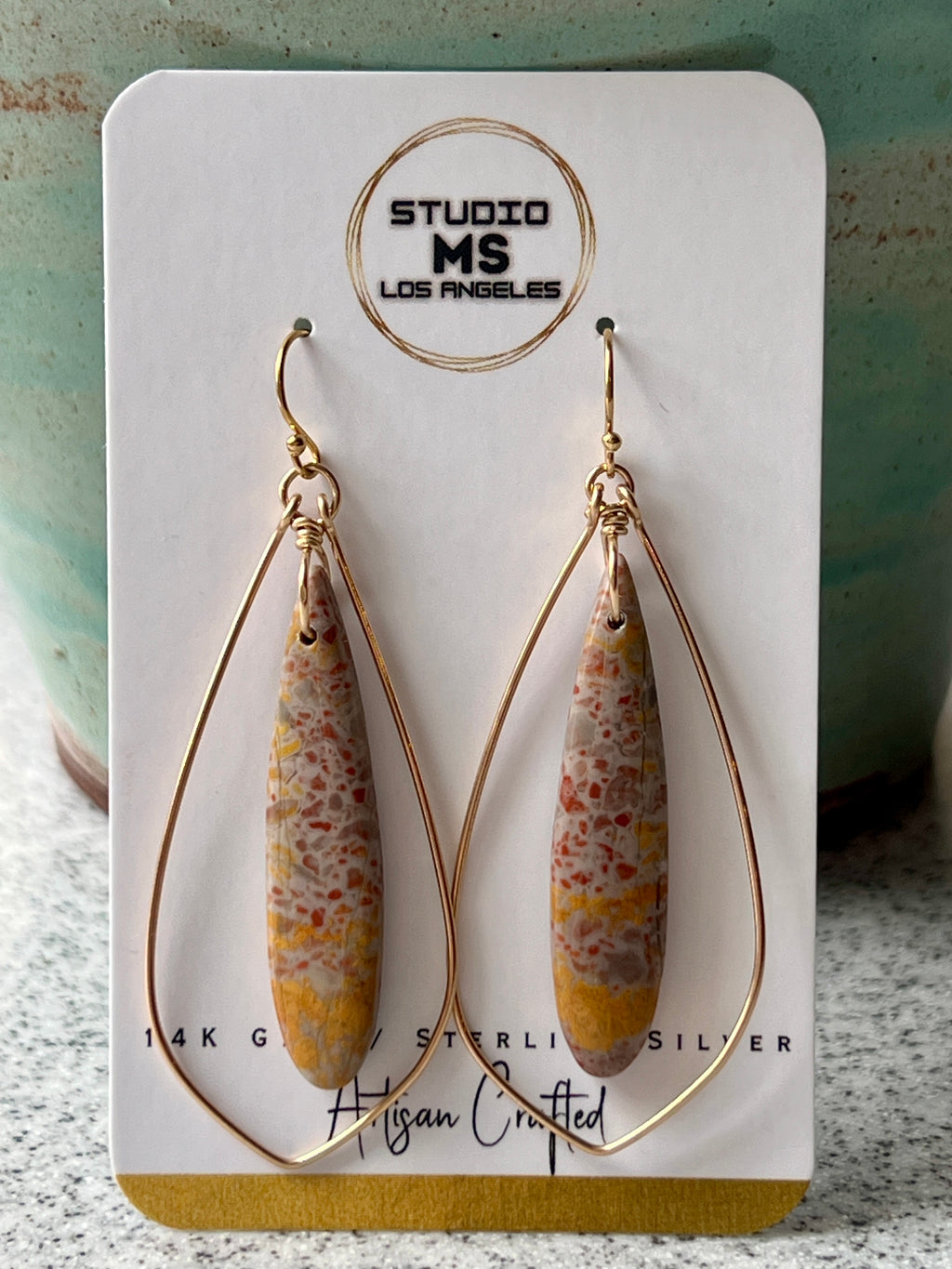 Leopard Skin Orbicular Jasper Earrings in 14K Gold Fill by Studio MS Indie Jewelry