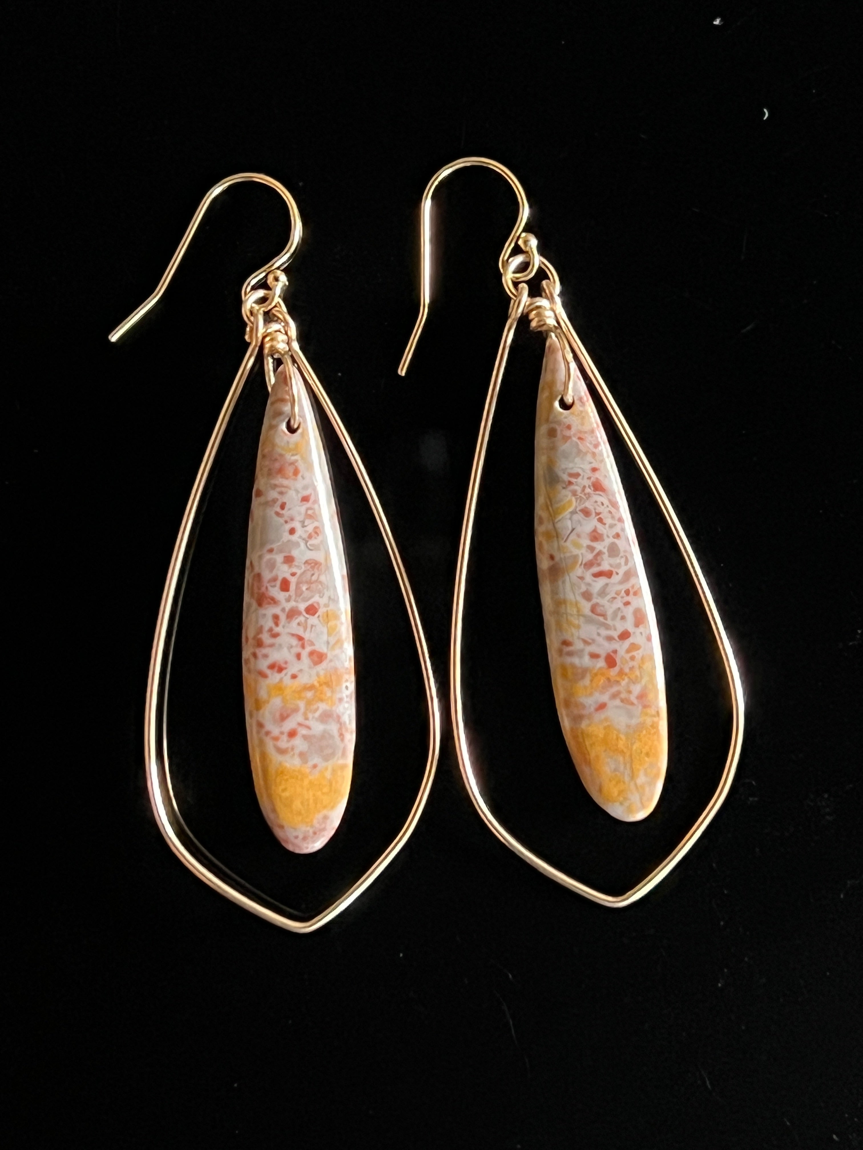 Leopard Skin Orbicular Jasper Earrings in 14K Gold Fill by Studio MS Indie Jewelry