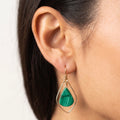 Malachite briolette freeform dangle earrings in 14K gold fill, handmade by Studio MS
