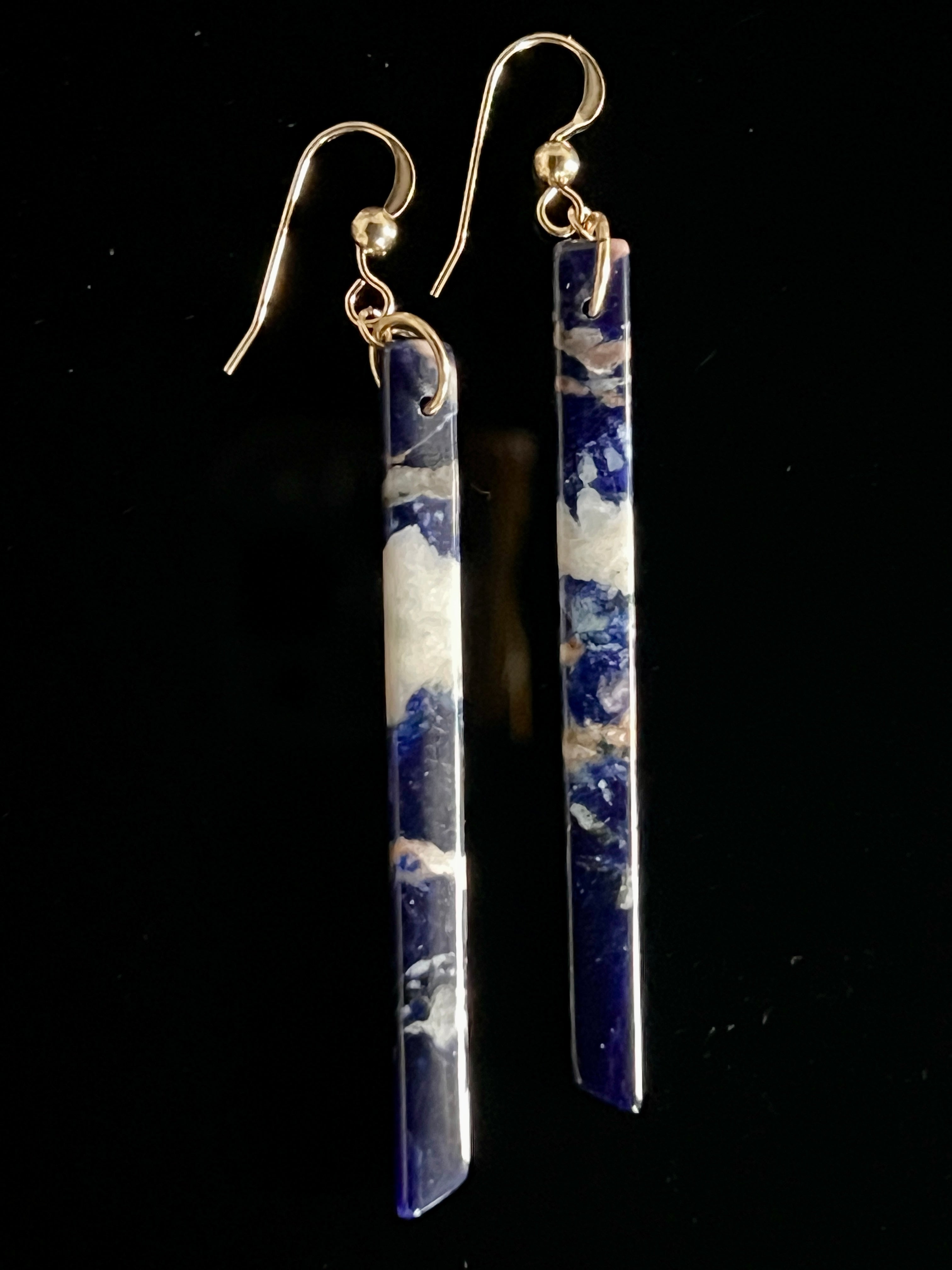 Orange Sodalite Bar Earrings in 14K Gold Fill
