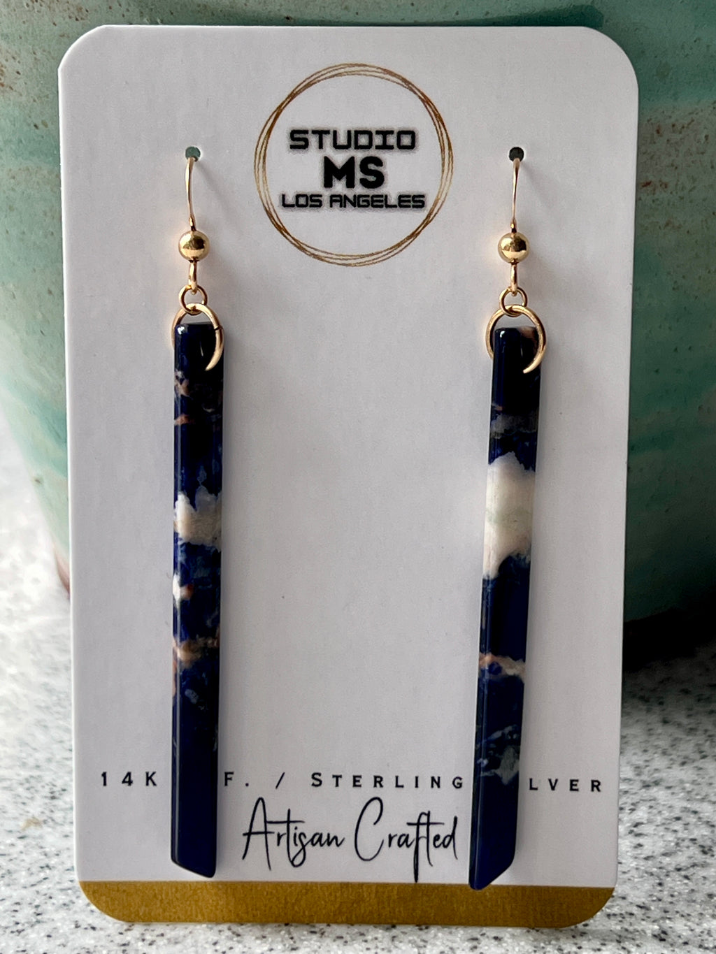 Orange Sodalite Bar Earrings in 14K Gold Fill