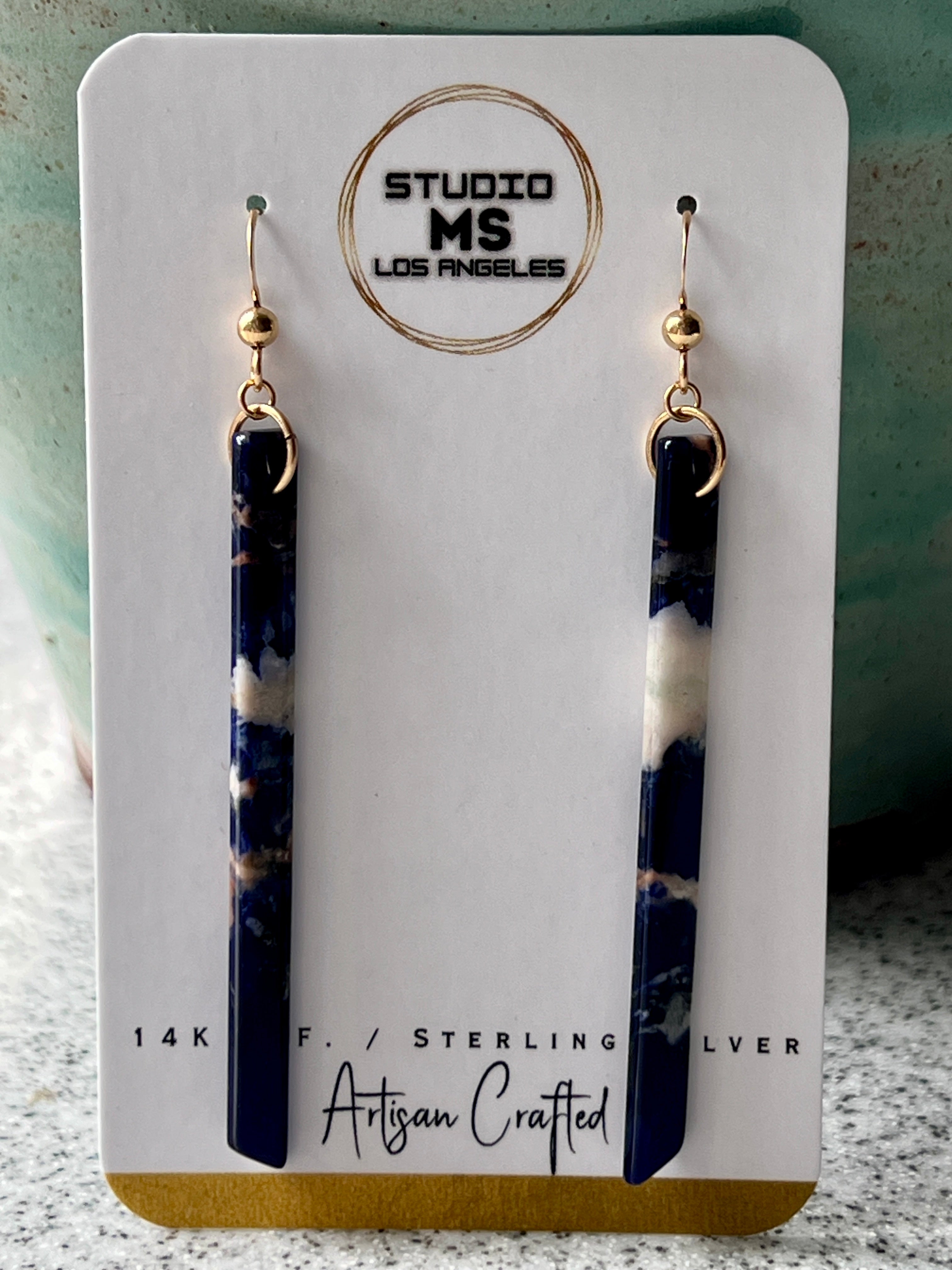 Orange Sodalite Bar Earrings in 14K Gold Fill