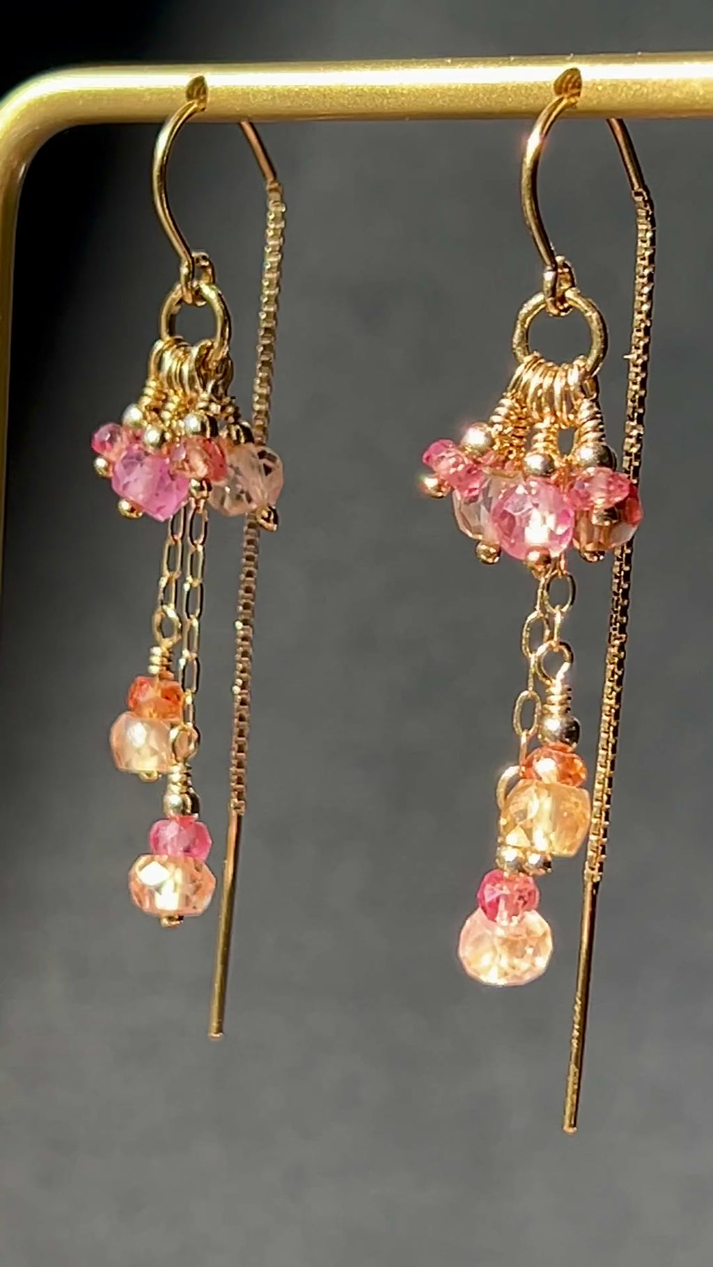 Multi Sapphire Drip Threader Earrings