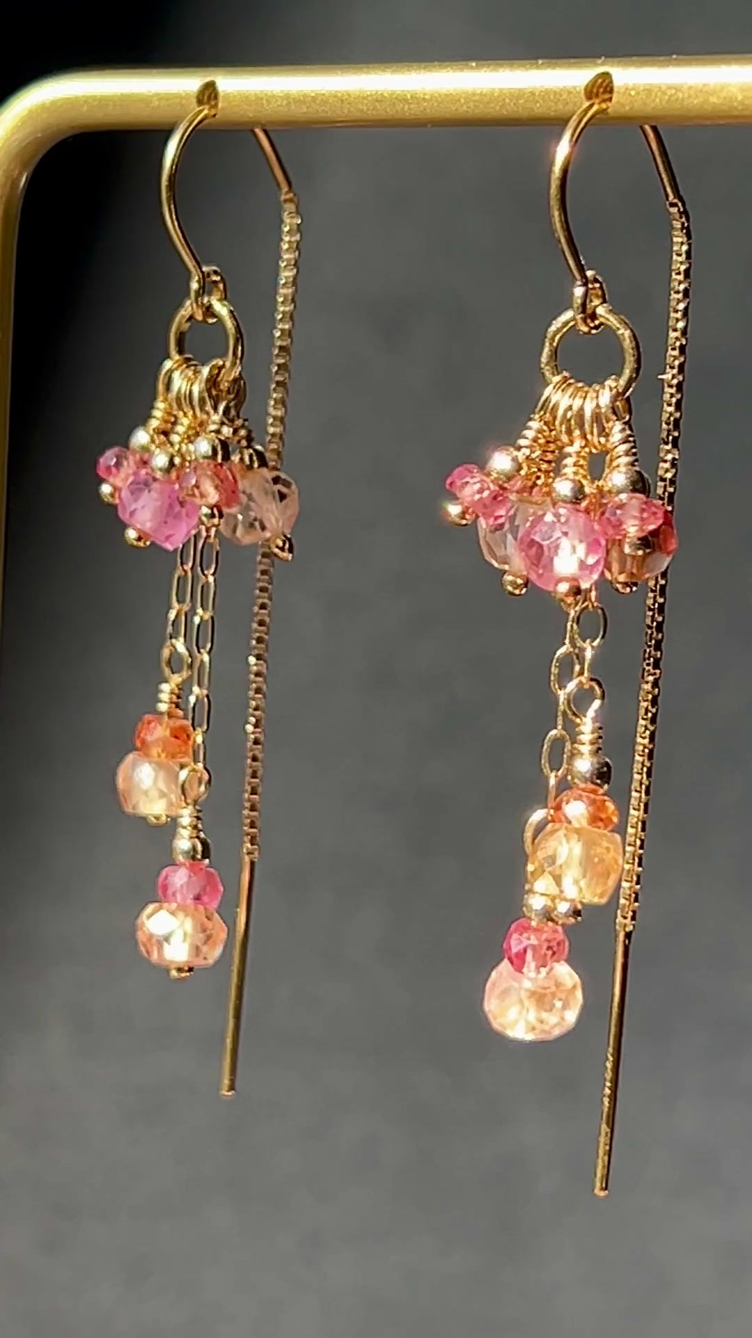 Multi Sapphire Drip Threader Earrings