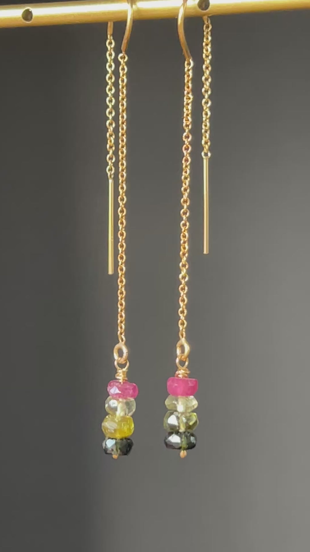 Multi Tourmaline Threader Earrings