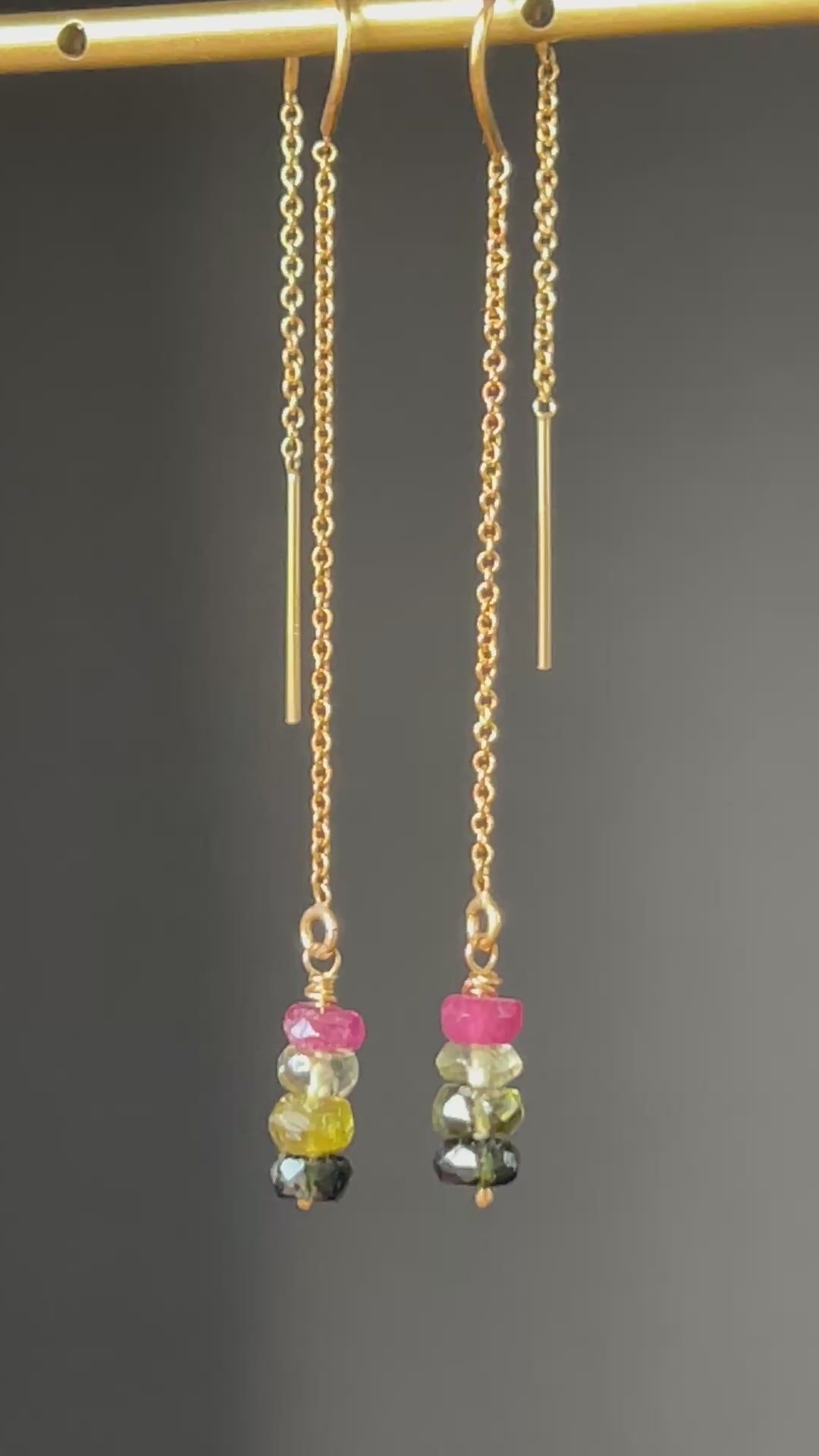 Multi Tourmaline Threader Earrings