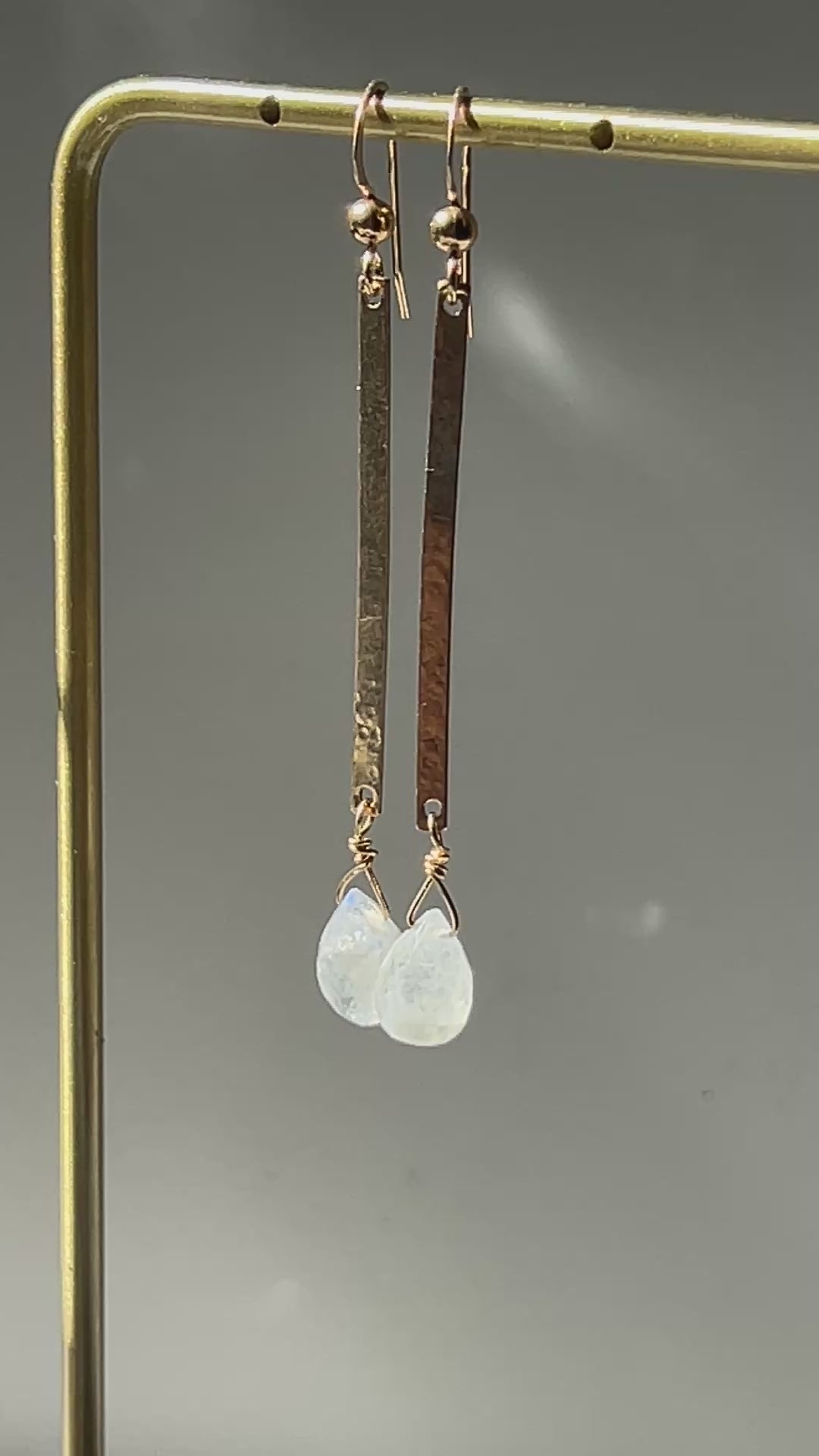 Moonstone Bar Dangle Earrings