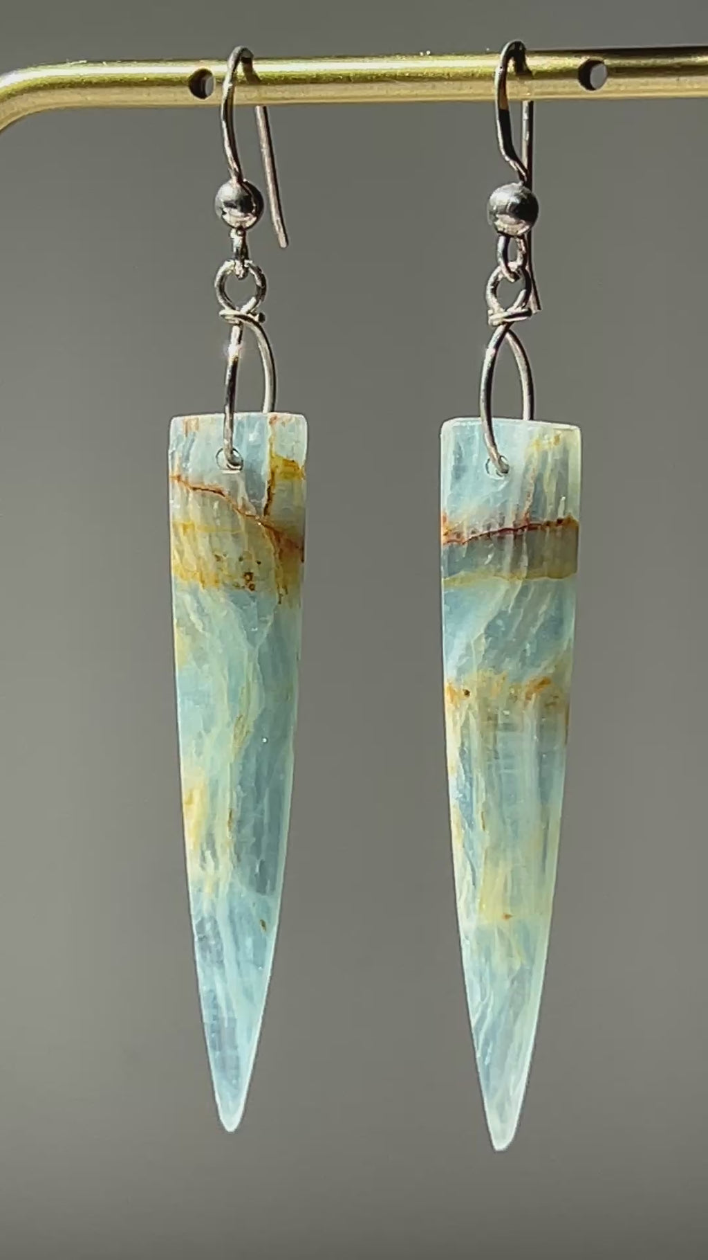 Lemurian Calcite Dagger Earrings