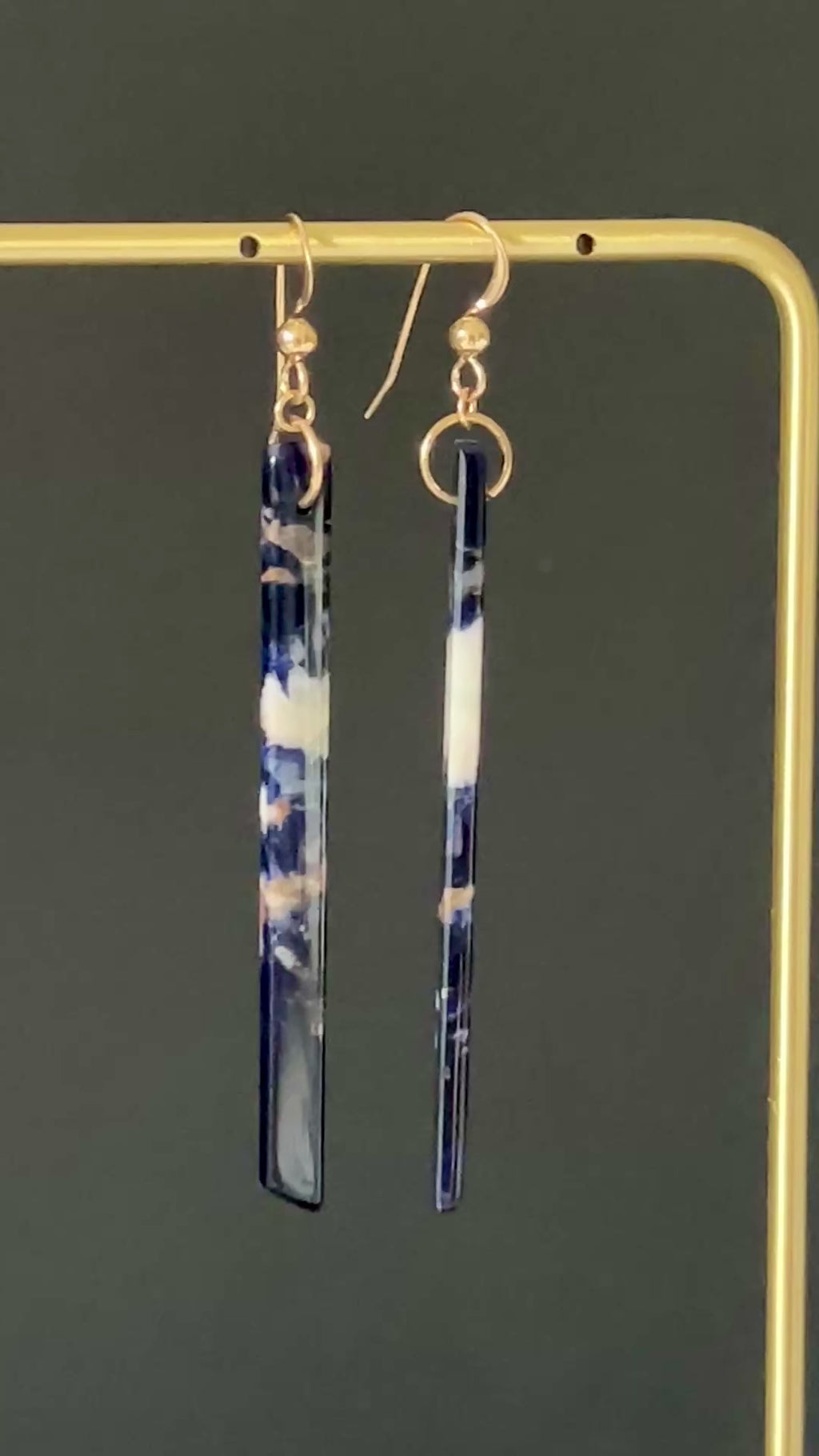 Orange Sodalite Bar Earrings in 14K Gold Fill