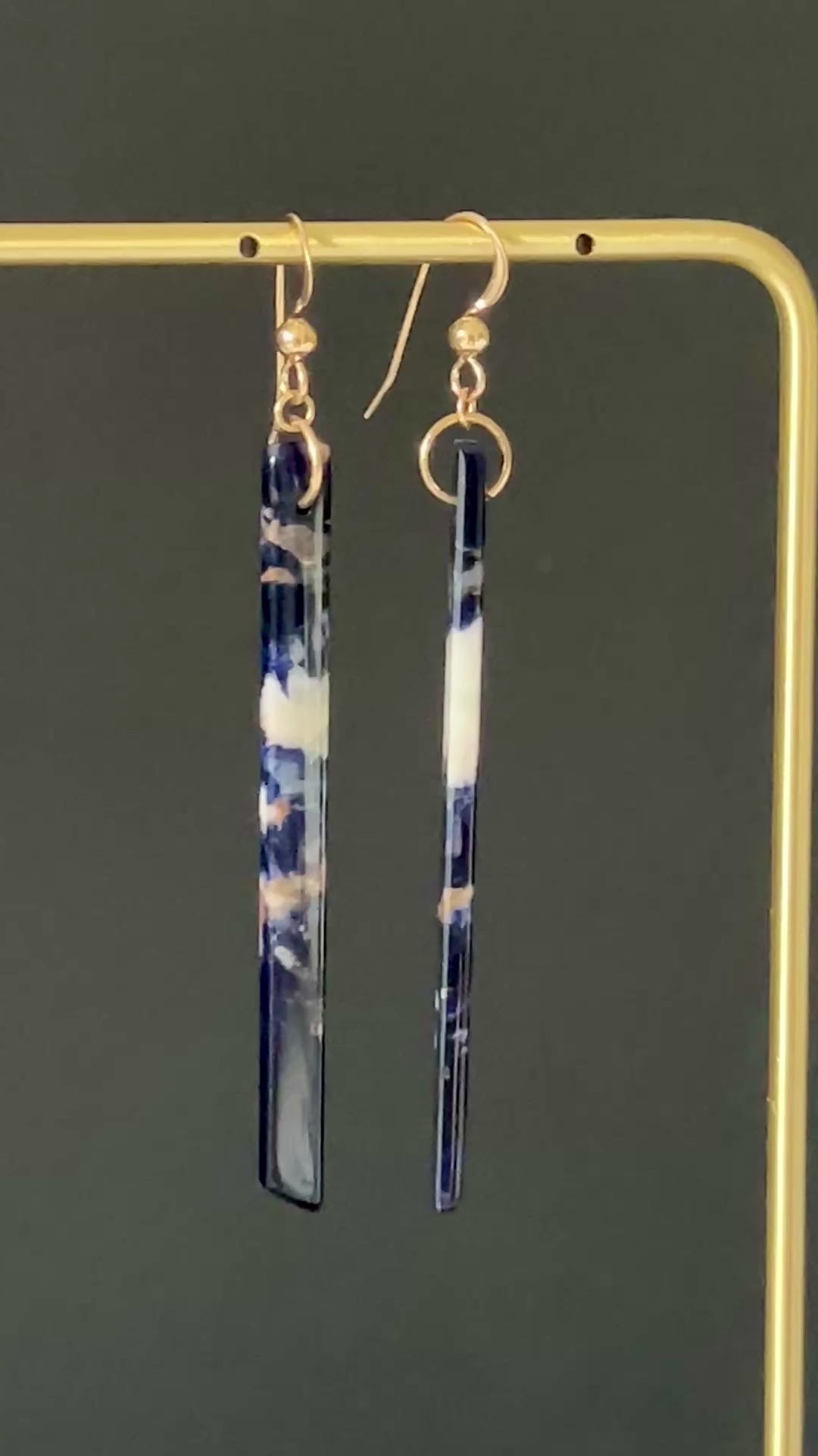 Orange Sodalite Bar Earrings in 14K Gold Fill