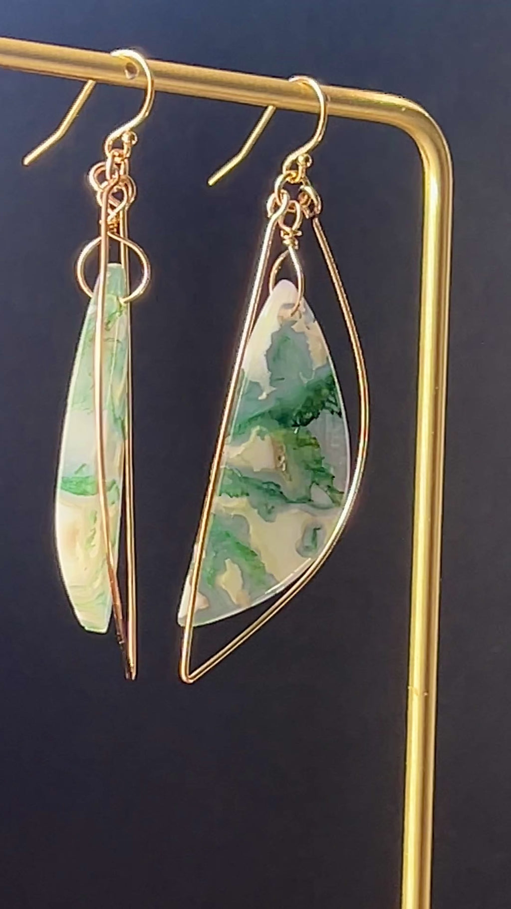 Moss Agate Freeform Earrings in 14K Gold Fill