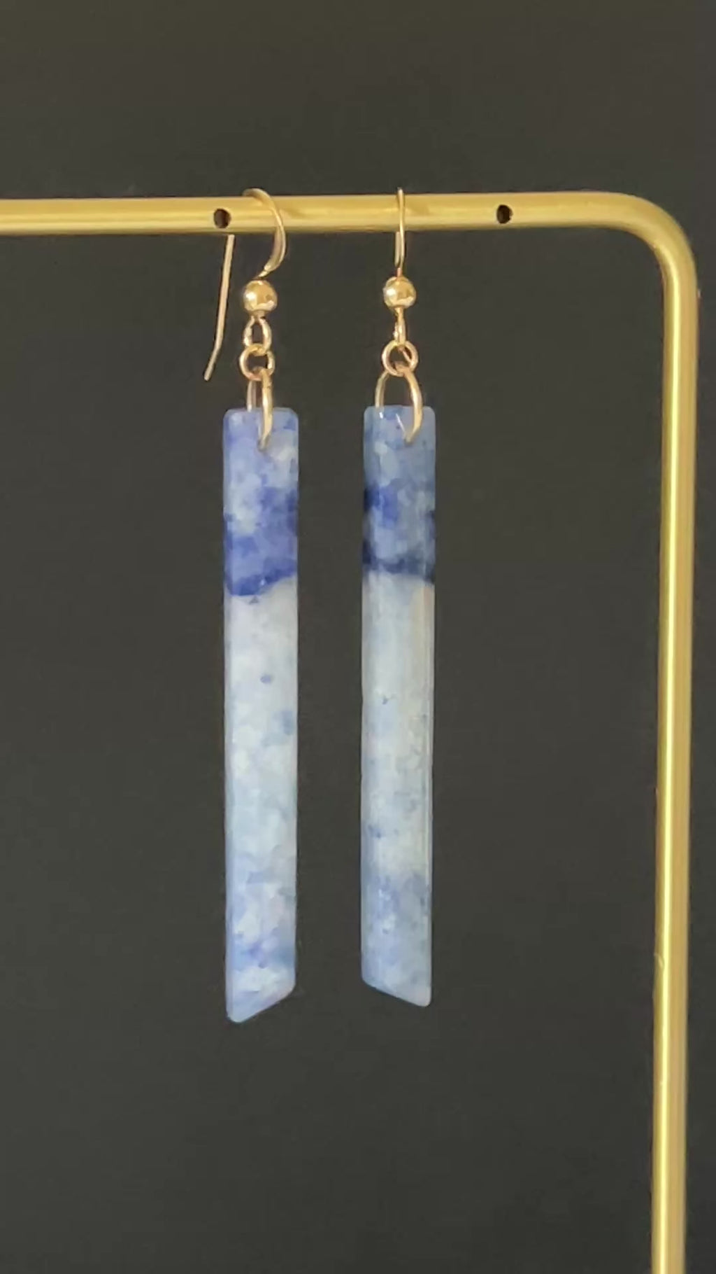 Blue Aventurine Bar Earrings in 14K Gold Fill by Studio MS Indie Jewlery