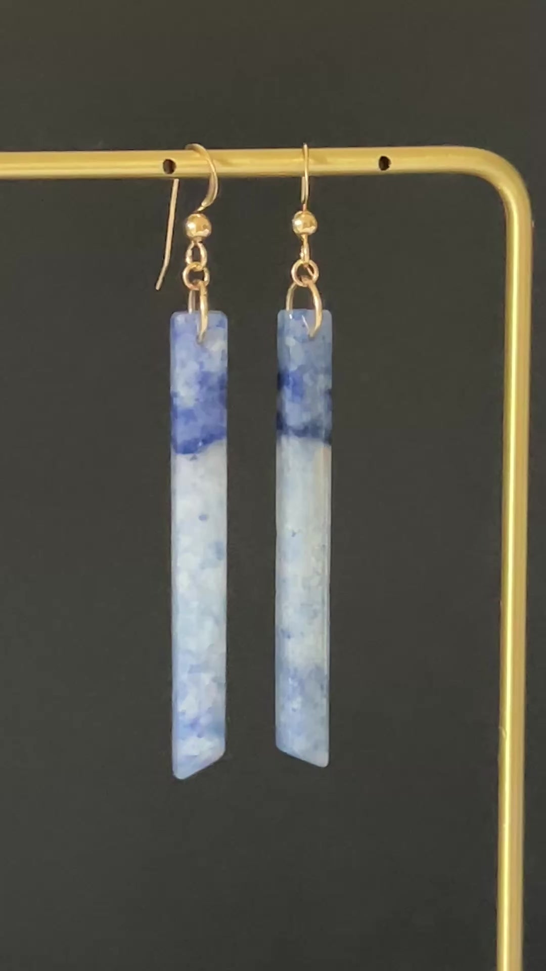 Blue Aventurine Bar Earrings in 14K Gold Fill by Studio MS Indie Jewlery