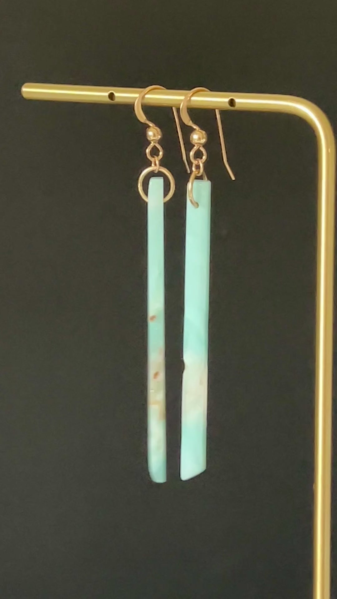 Amazonite Long Bar Earrings in 14K Gold Fill by Studio MS Indie Jewelry