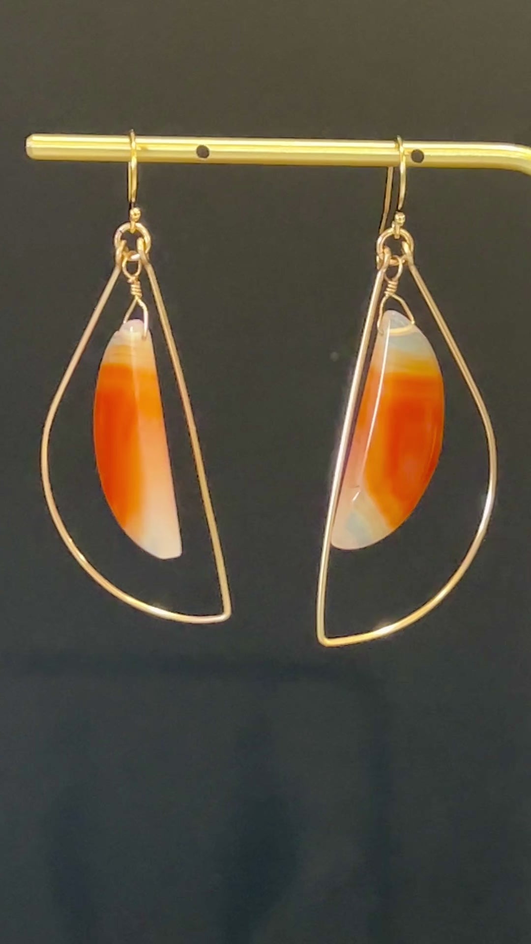 Sardonyx Freeform Dangle Hoop Earrings in 14K Gold Fill by Studio MS Indie Jewlery