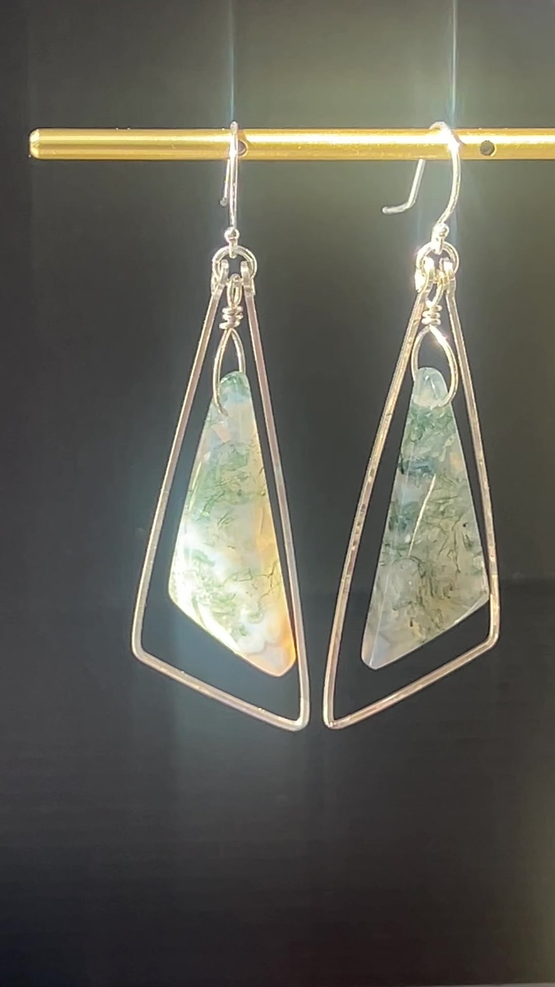 Moss Agate Earrings in Sterling Silver by Studio MS Indie Jewelry