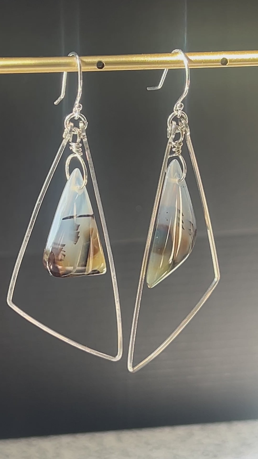 Montana Agate Earrings in Sterling Silver by Studio MS Indie Jewlery