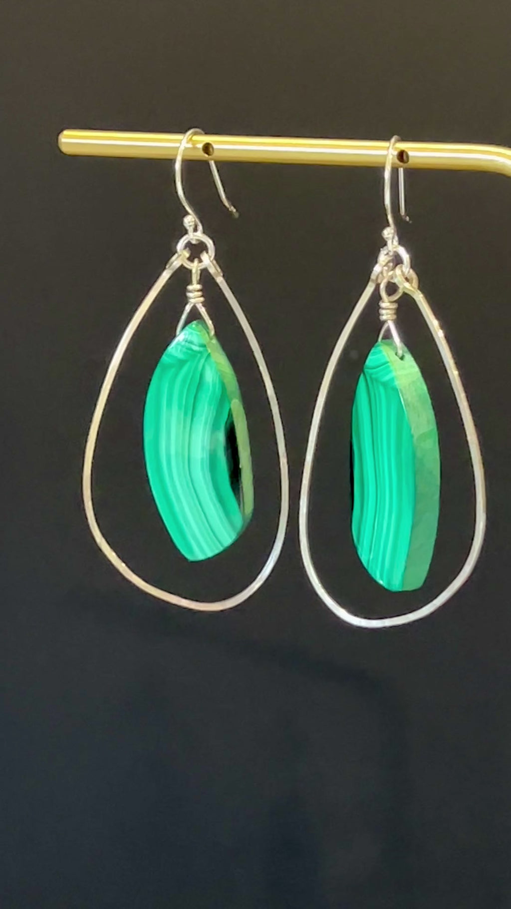 Malachite and Sterling Silver Freeform Dangles by Studio MS Indie Jewelry