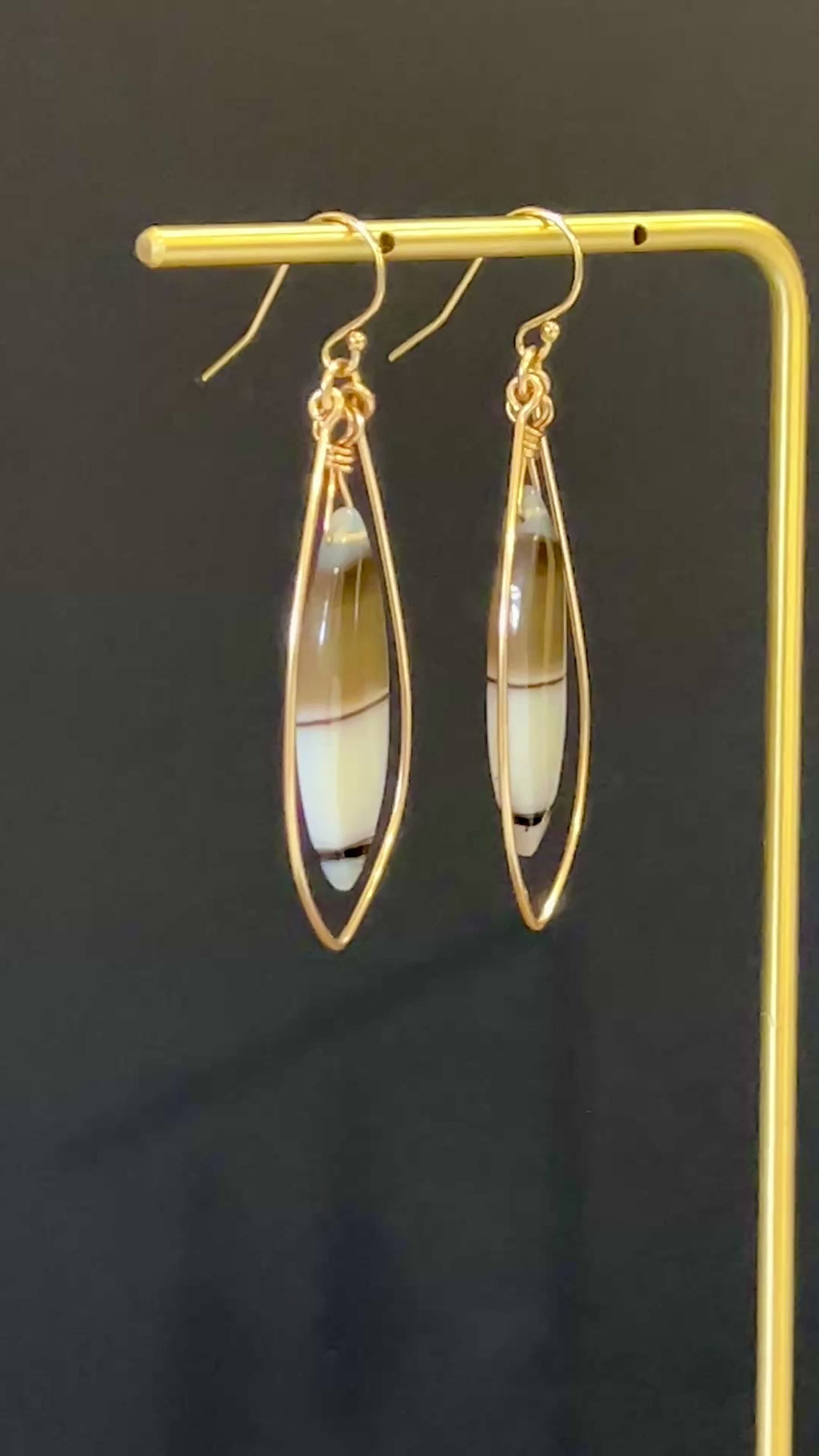 Montana Agate Earrings in 14K Gold Fill by Studio MS Indie Jewlery