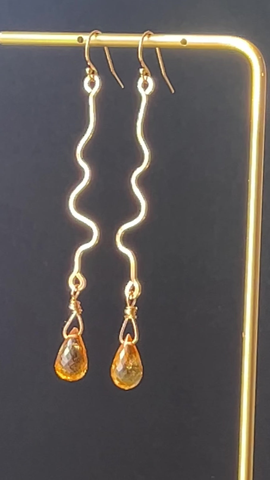 Citrine Freeform Earrings in 14K GF By Studio MS Indie Jewelry