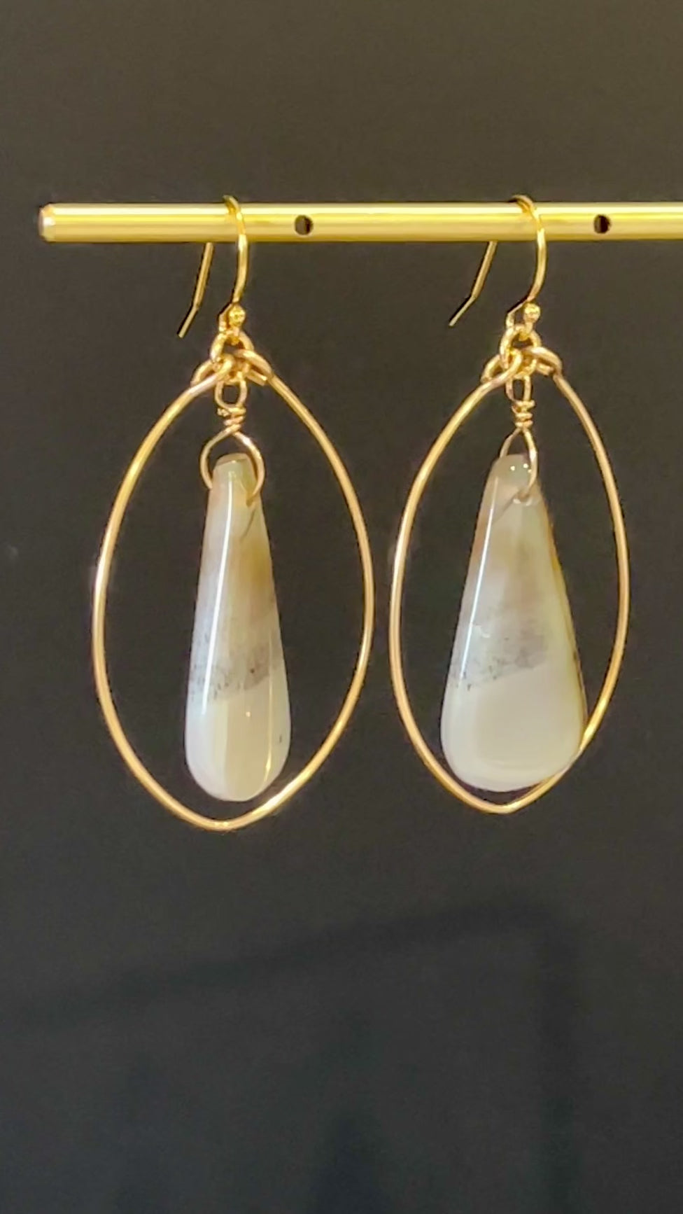 Montana Agate Dangle Hoop Earrings by Studio MS Indie Jewelry