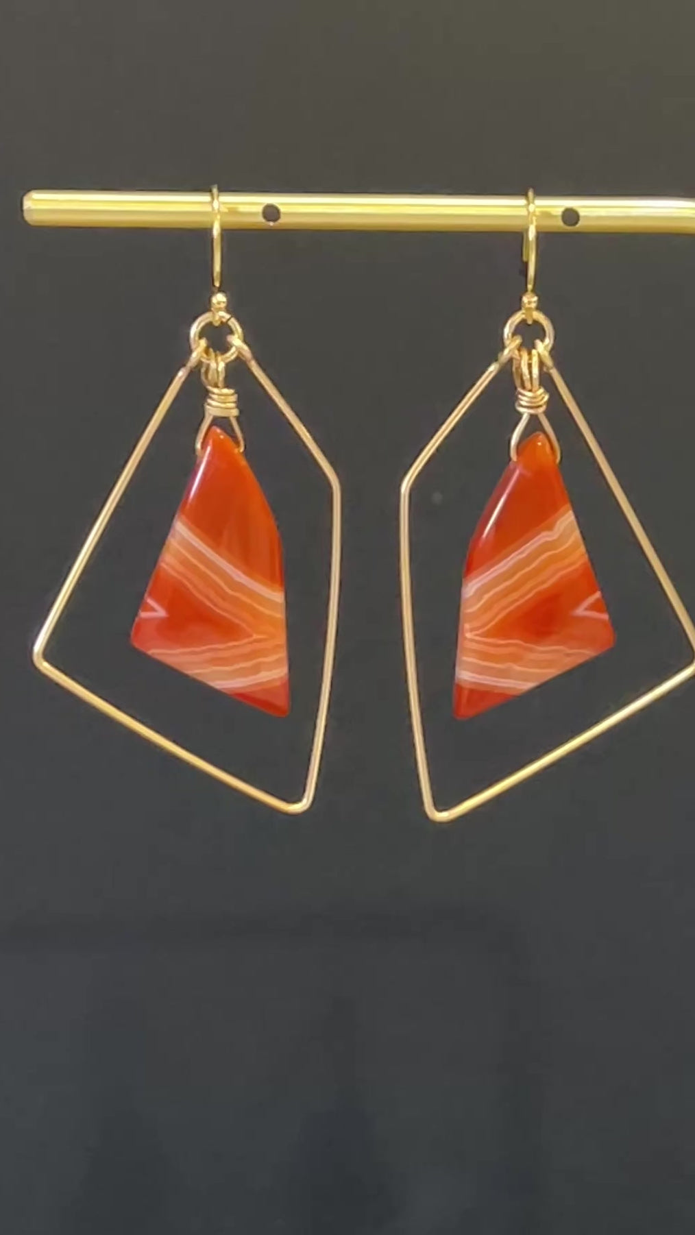 Sardonyx Freeform Earrings in 14K Gold Fill by Studio MS Indie Jewlery
