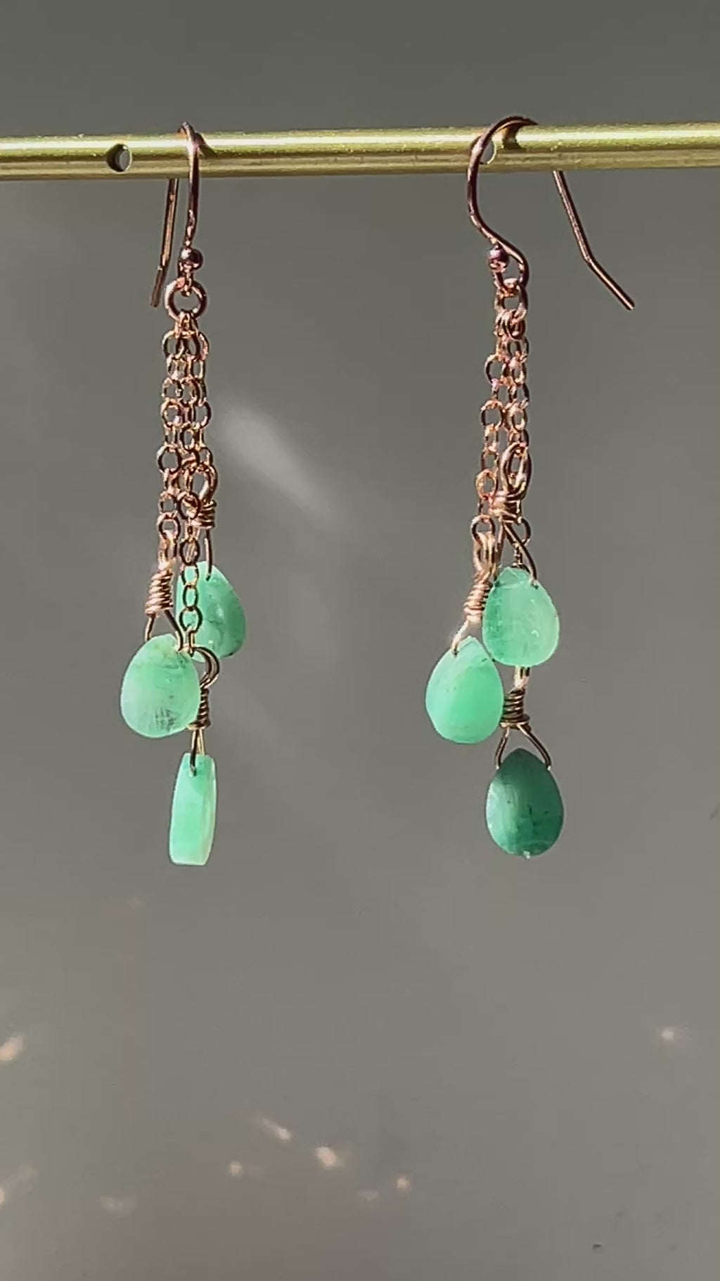 Emerald Teardrop Briolette Chane Dangle Drop Earrings