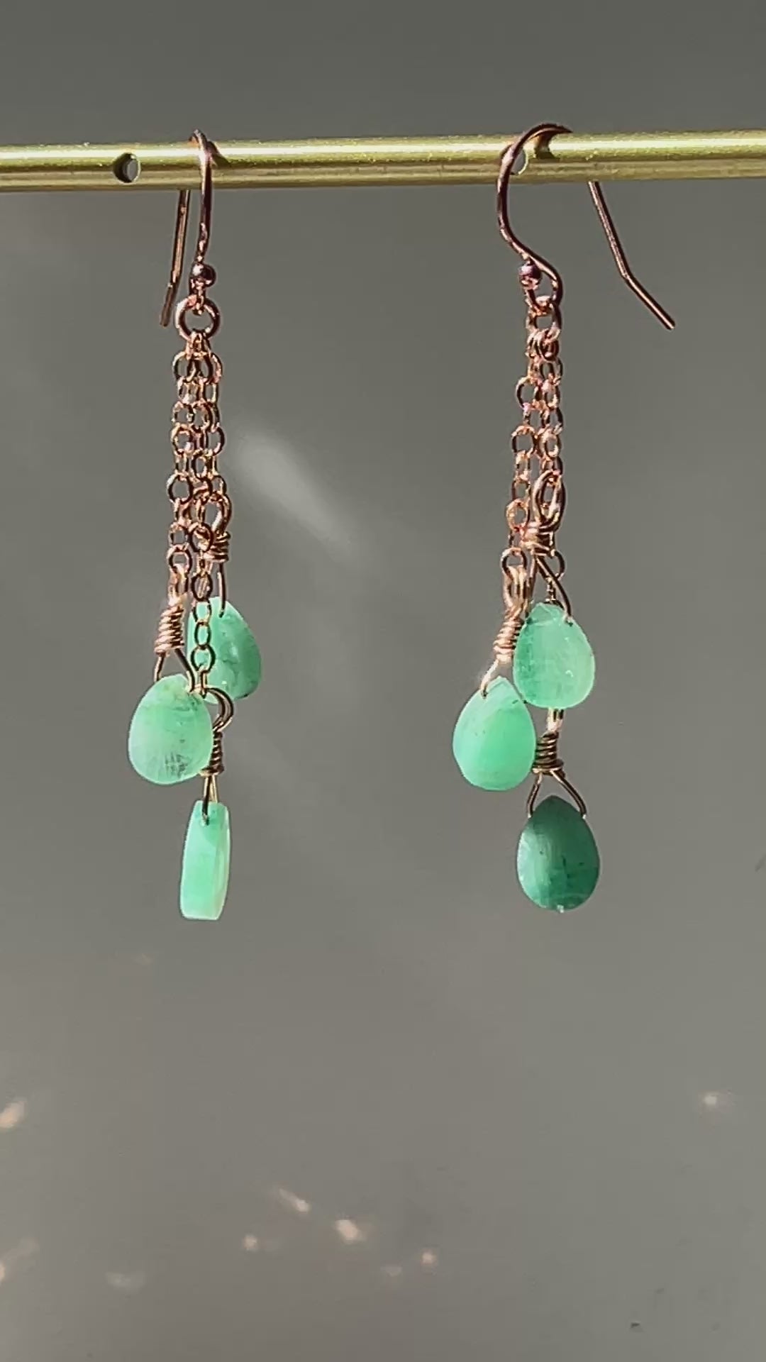 Emerald Teardrop Briolette Chane Dangle Drop Earrings