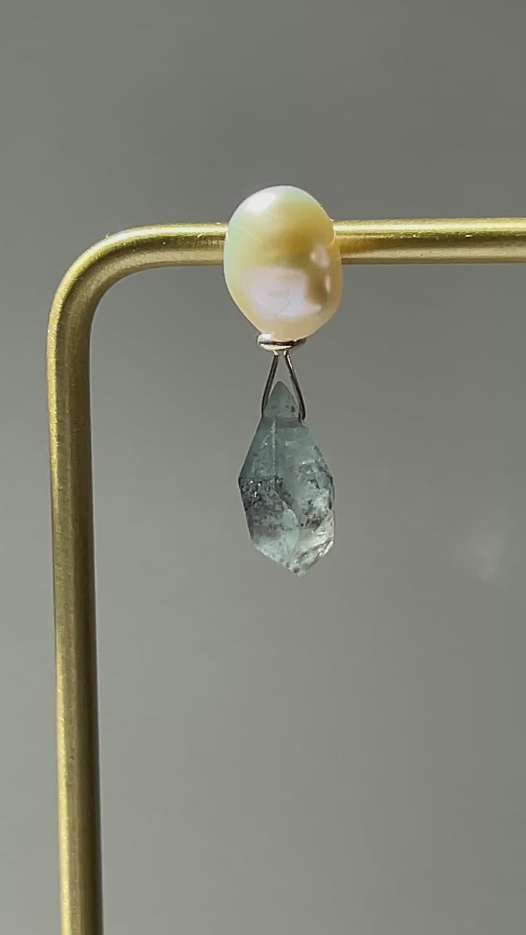 Baroque Pearl and Moss Agate Stud Earrings
